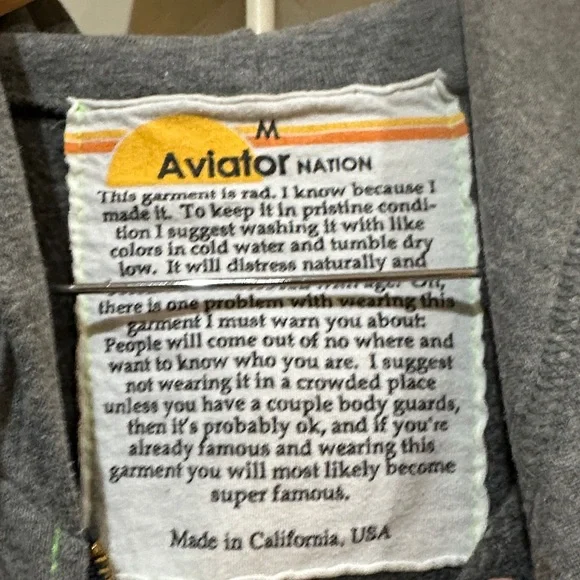 Aviator Nation Gray Warmup Set with Colorful Stripes. Size Medium - Picture 5 of 6